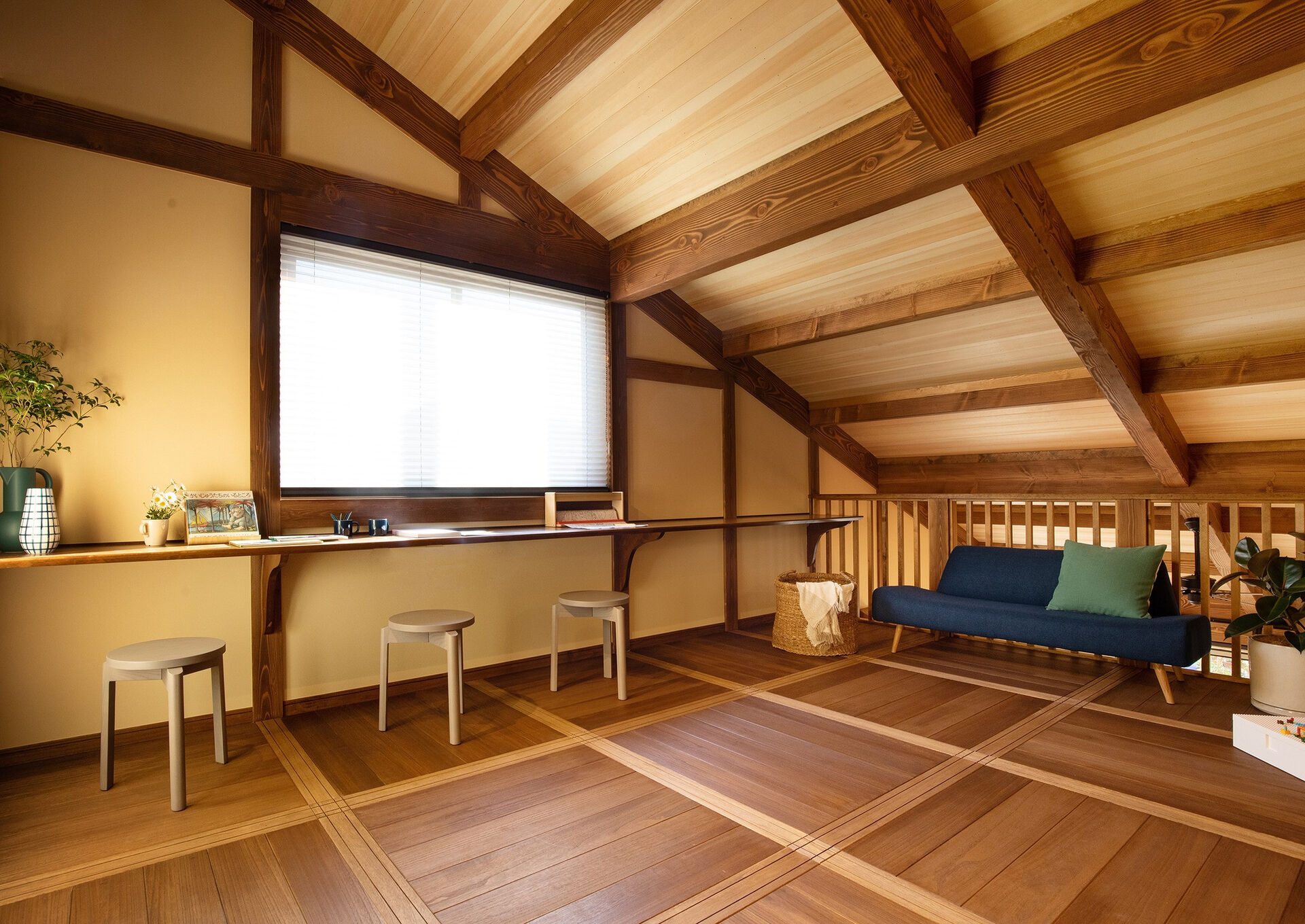 木組みが美しい登り梁